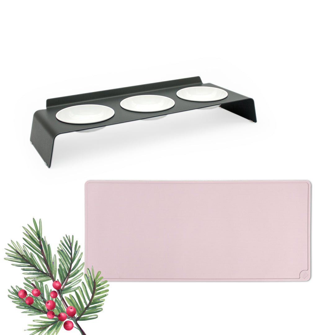 3-delige Voederstation & kom mat set