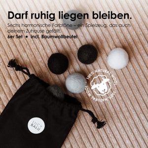 SHADES OF GREY Viltballen voor katten Set van 6