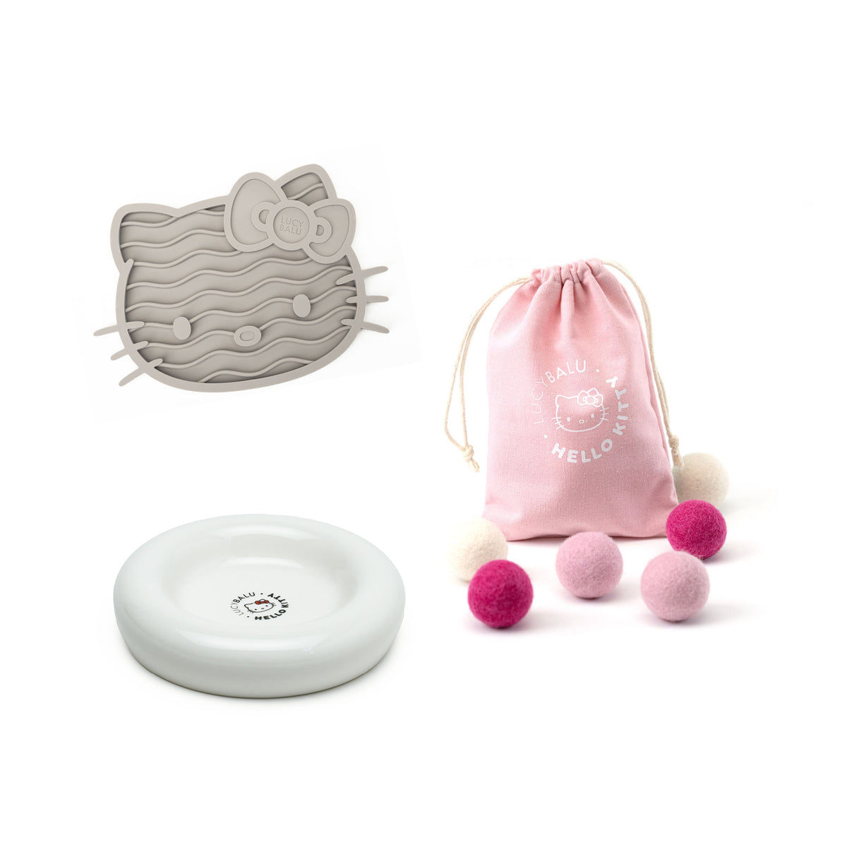 hello kitty katzenspielzeug set weiss taupe