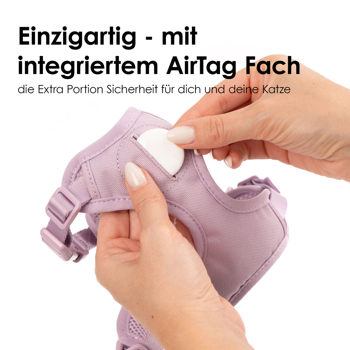 geschirr für katzen mit airtag fach