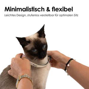 Flexibles und minimalistisches Katzenhalsband mit leichtem Design und Sicherheitsmechanismus.