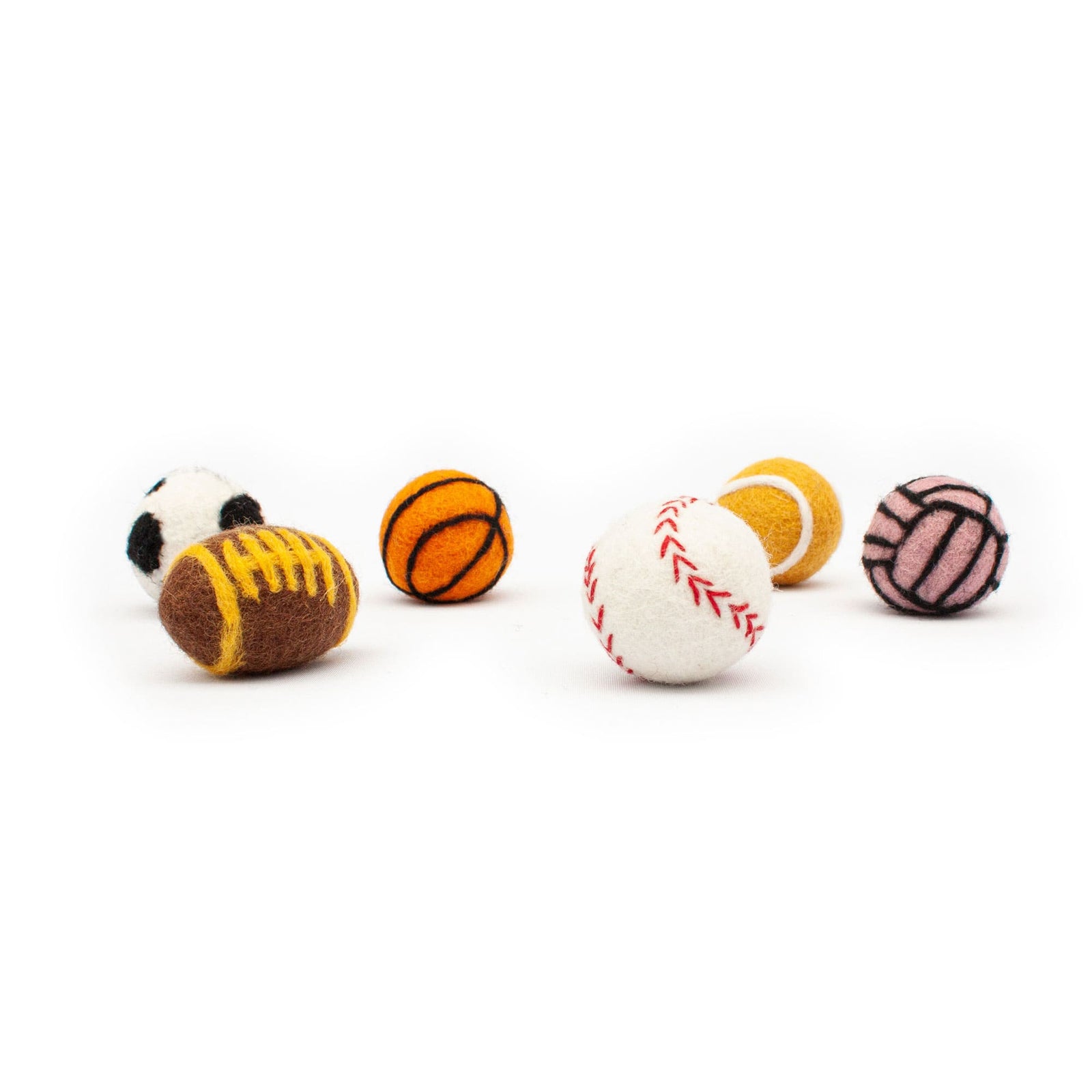 SUPER BALLS Filzbälle: Fußball, Football, Basketball, Baseball, Tennisball und Volleyball